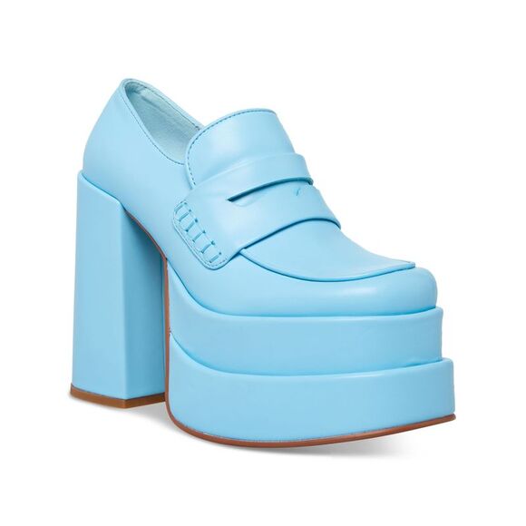 NWT STEVE MADDEN Womens Light Blue 2" Platform Catelyn Slip On Oxfored Heels 5 M - Picture 1 of 5